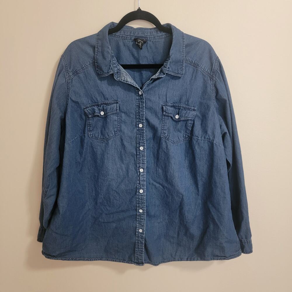 Torrid Blue Denim Button Up Shirt Size 3